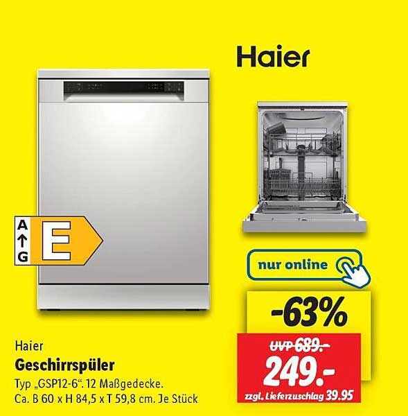 Haier Geschirrspüler Typ GSP12-6 mit 12 Maßgedecken