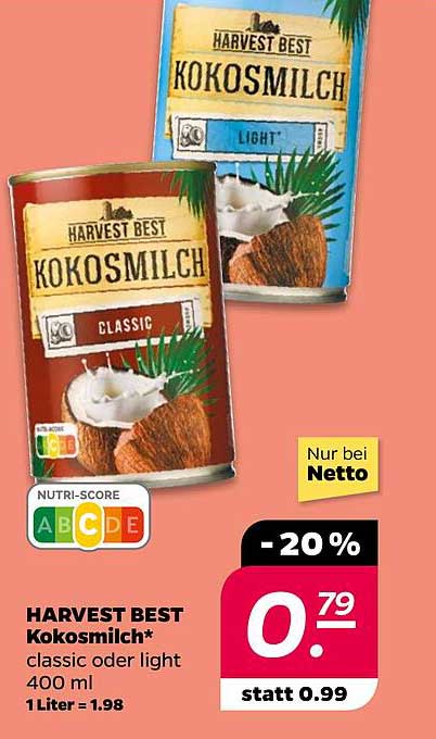 HARVEST BEST Kokosmilch classic oder light 400 ml