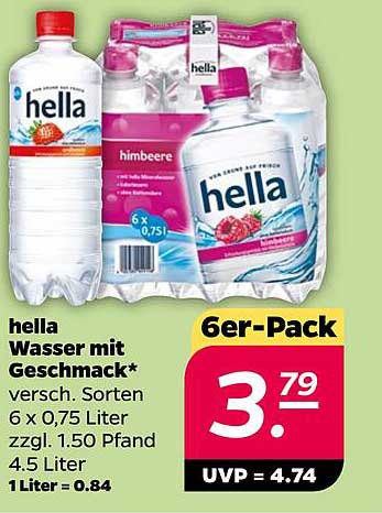 hella Wasser mit Geschmack 6er-Pack (verschiedene Sorten)