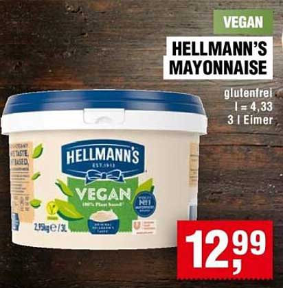 HELLMANN'S VEGAN MAYONNAISE 3L