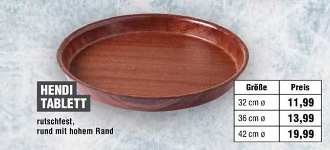 Hendi Tablett - rutschfest, rund mit hohem Rand