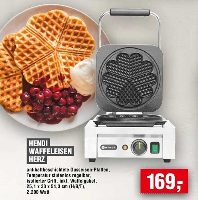 HENDI Waffeleisen Herz