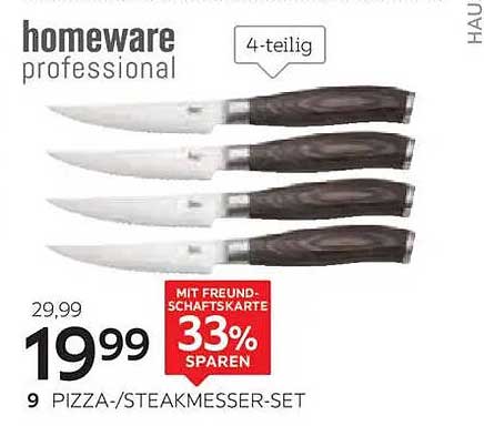 Homeware Professional 4-teiliges Pizza-/Steakmesser-Set