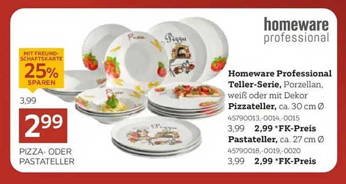 Homeware Professional Teller-Serie, Pizza- oder Pastateller