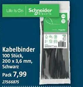Kabelbinder 100 Stück, 200 x 3,6 mm, Schwarz