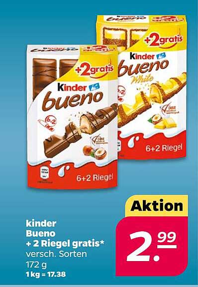 kinder Bueno + 2 Riegel gratis*