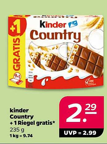 Kinder Country + 1 Riegel gratis