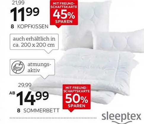 KOPFKISSEN und SOMMERBETT - perfekte Schlafkomponenten von Sleeptex