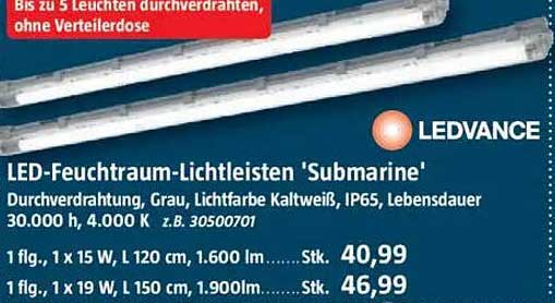 LED-Feuchtraum-Lichtleisten 'Submarine'