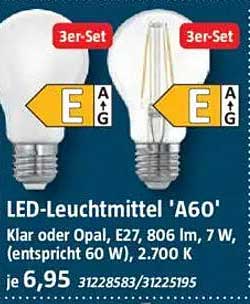 LED-Leuchtmittel 'A60' 3er-Set