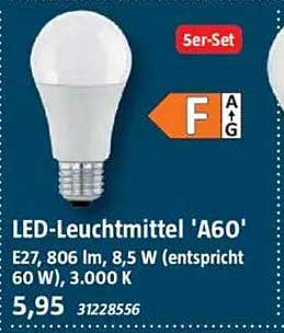 LED-Leuchtmittel 'A60' - 5er-Set