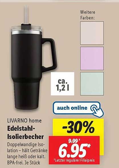 LIVARNO home Edelstahl-Isolierbecher 1,2 l