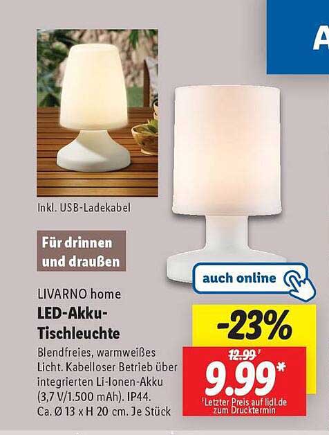 LIVARNO home LED-Akku-Tischleuchte