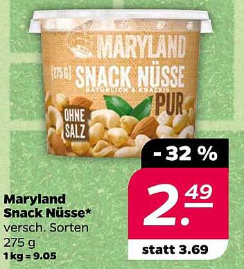 Maryland Snack Nüsse 275 g - Vielseitiger Snack ohne Salz