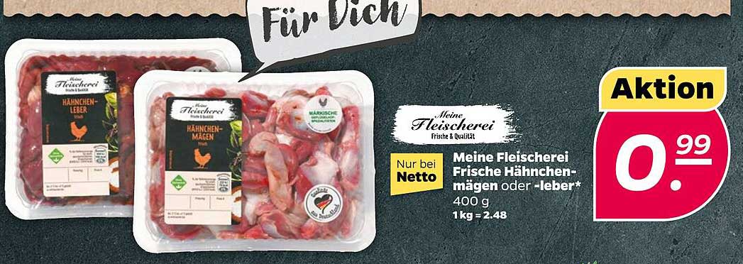 Meine Fleischerei Frische Hähnchenmägen oder -leber 400 g