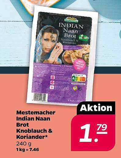 Mestemacher Indian Naan Brot Knoblauch & Koriander 240 g