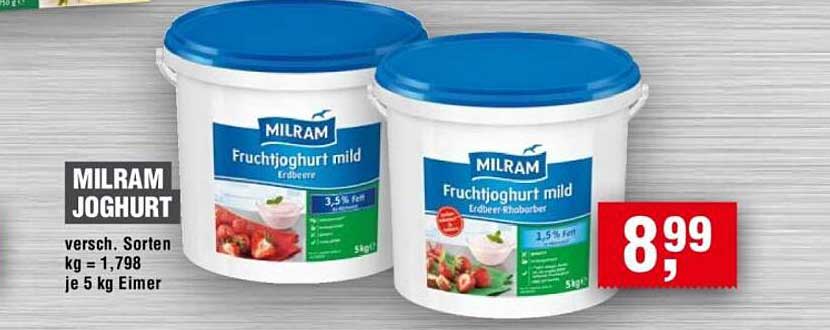 MILRAM Fruchtjoghurt mild Erdbeere/Rhabarber 5 kg Eimer