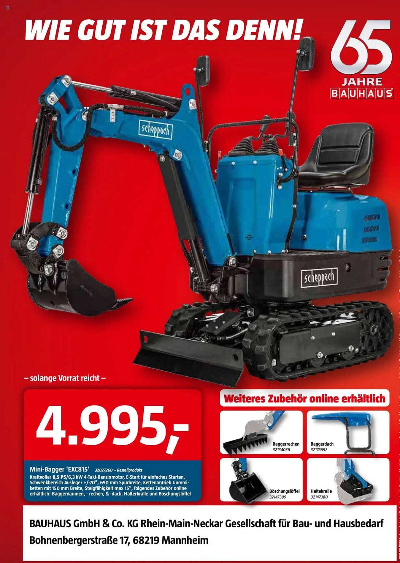 Mini-Bagger 'EC815' von Scheppach - Jetzt zum Top-Preis!
