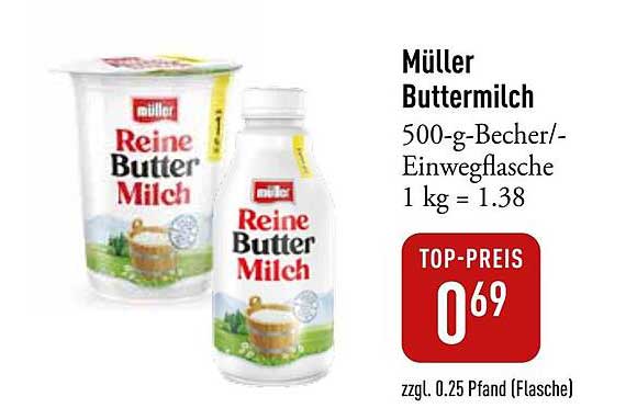 Müller Buttermilch 500-g-Becher/-Einwegflasche