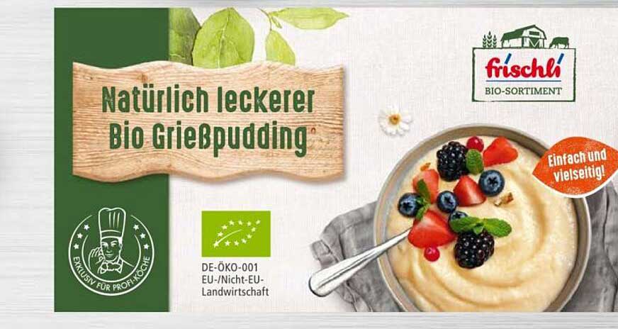 Natürlich leckerer Bio Grießpudding