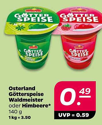 Osterland Götterspeise Waldmeister oder Himbeere 140 g