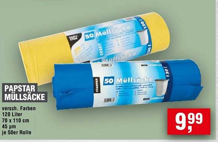 Papstar Müllsäcke 50er Rolle, 120 Liter, verschiedene Farben