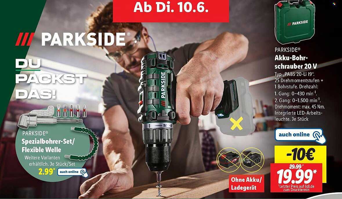 PARKSIDE Akku-Bohrschrauber 20 V