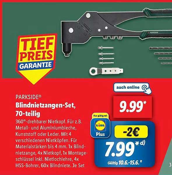 PARKSIDE® Blindnietzangen-Set, 70-teilig