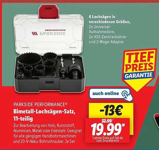 PARKSIDE PERFORMANCE® Bimetall-Lochsägen-Satz, 11-teilig
