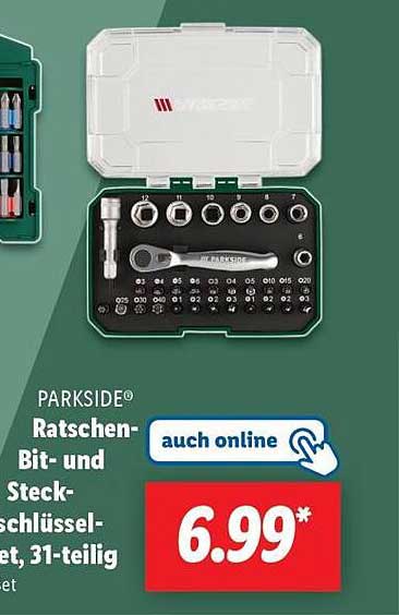 PARKSIDE® Ratschen-Bit- und Steckschlüsselsatz, 31-teilig