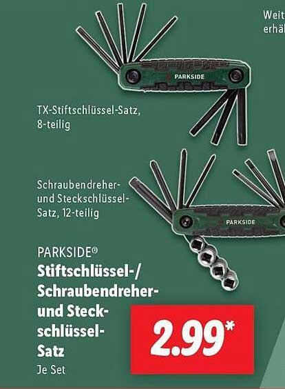 PARKSIDE® Stiftschlüssel-/Schraubendreher- und Steckschlüsselsatz - Je Set