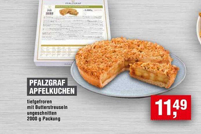 PFALZGRAF APFELKUCHEN tiefgefroren mit Butterstreuseln ungeschnitten 2000 g Packung