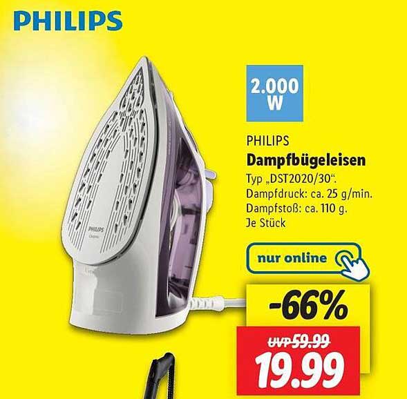 PHILIPS Dampfbügeleisen Typ „DST2020/30“