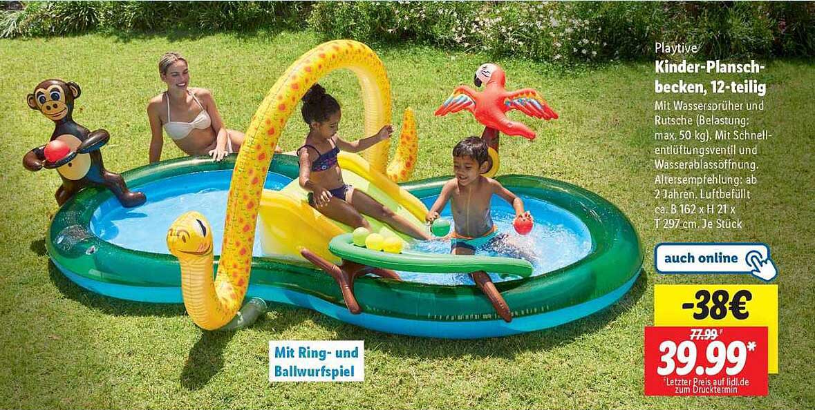 Playtive Kinder-Planschbecken, 12-teilig