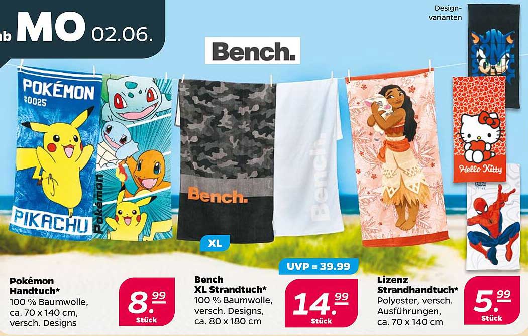 Pokémon Handtuch, Bench XL Strandtuch und Lizenz Strandhandtuch