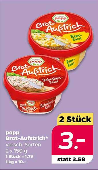 popp Brot-Außenstrich, verschiedene Sorten - 2 Stück