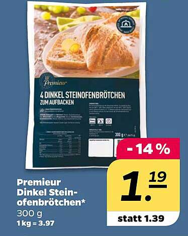 Premieur Dinkel Steinofenbrötchen 4 Stück
