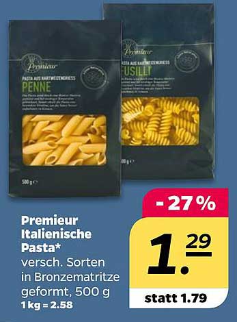 Premieur Italienische Pasta – 27% Rabatt