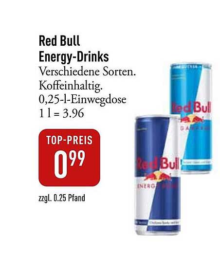 Red Bull Energy-Drinks – verschiedene Sorten