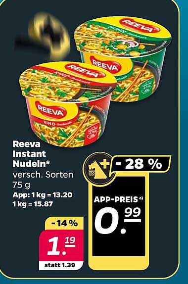Reeva Instant Nudeln - verschieden Sorten 75 g