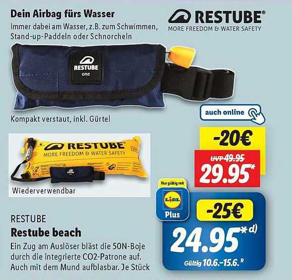 RESTUBE beach – Dein Airbag fürs Wasser