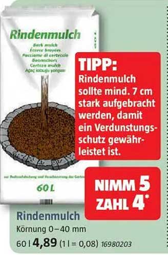 Rindenmulch 60L – Körnung 0–40 mm