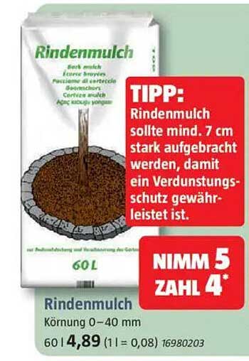 Rindenmulch 60L - Kornung 0–40 mm