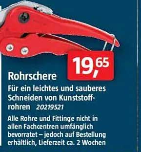 Rohrschere für ein leichtes und sauberes Schneiden von Kunststoffrohren