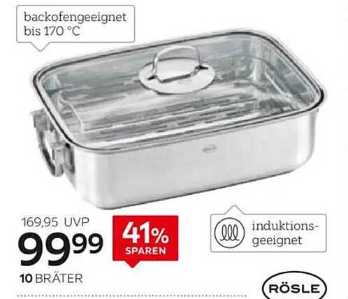 RÖSLE Bräter 10, backofen- und induktionsgeeignet, 41% sparen