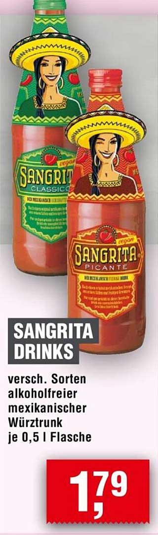 Sangrita Drinks – verschiedene Sorten alkoholfreier mexikanischer Würztrunk je 0,5 l Flasche