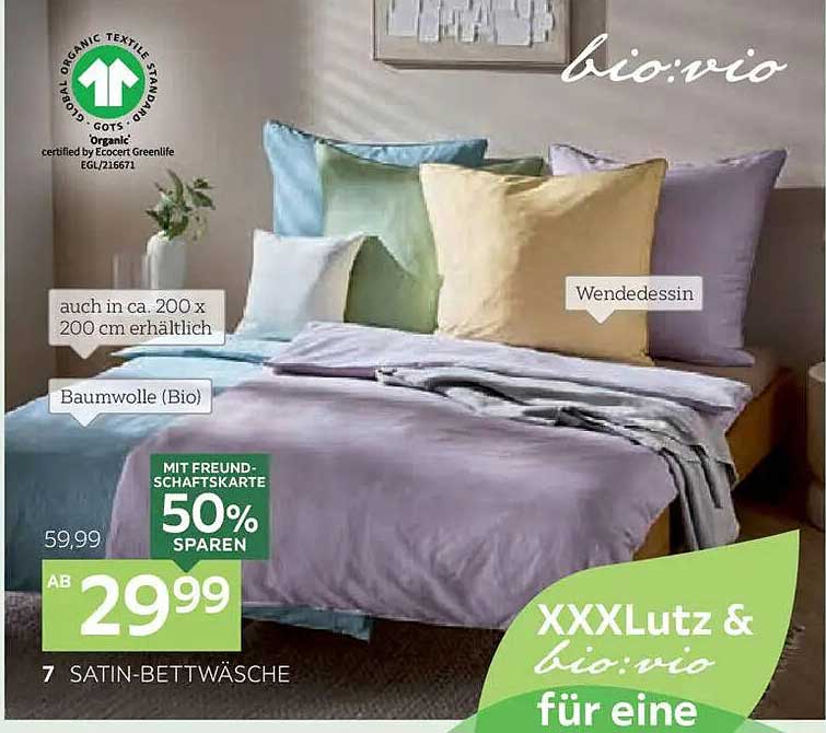 Satin-Bettwäsche von bio:vio in verschiedenen Farben
