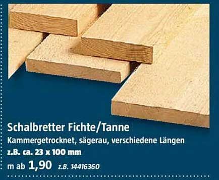 Schalbrett Fichte/Tanne - Kammergetrocknet, sägerau, verschiedene Längen