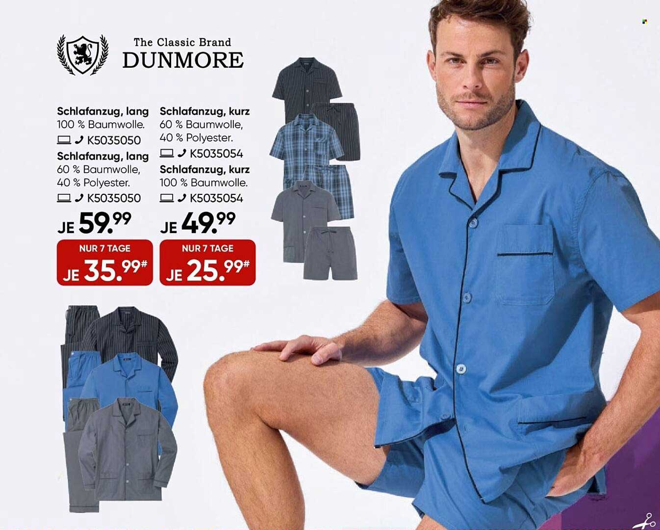 Schlafanzug lang und kurz von Dunmore
