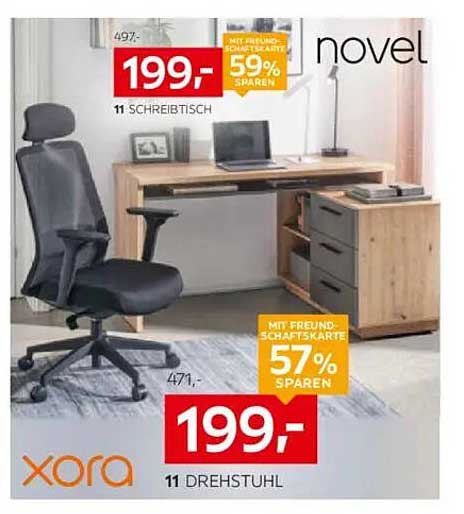 Schreibtisch und Drehstuhl Set von xora – NOVEL